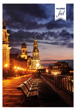 Reliefpostkarten (RF) Motiv: Brühlsche Terrasse mit Hausmannsturm, Hofkirche und Semperoper