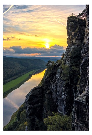 Reliefpostkarten (RF) Motiv: Elbtal an der Basteiaussicht