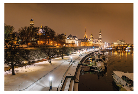 Reliefpostkarten (RF) Motiv: Terrassenufer bei Nacht - Winter